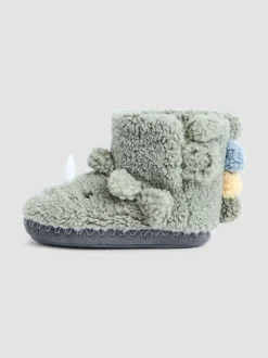 Vert avec dinosaure - Chaussons bottes JoJo Maman Bébé en peluche