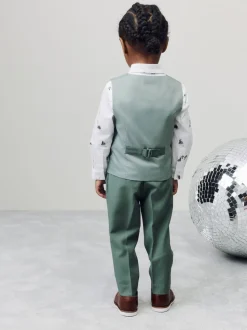 Vert avec dinosaure - Ensemble Gilet, Chemises, Pantalons et nœud papillon (3mois à9ans)