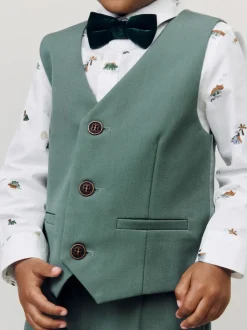 Vert avec dinosaure - Ensemble Gilet, Chemises, Pantalons et nœud papillon (3mois à9ans)