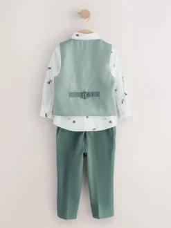 Vert avec dinosaure - Ensemble Gilet, Chemises, Pantalons et nœud papillon (3mois à9ans)