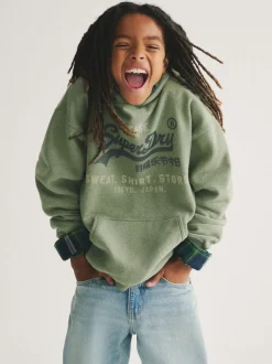 Vert chiné - Sweat à capuche Superdry