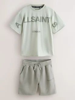 Vert clair - smALLSAINTS Biggy ensemble t-shirt et short en molleton oversize