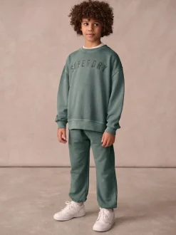 vert foncé - Ensemble Superdry sweat et short