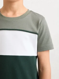 Vert foncé/Vert sauge/Off White - T-shirt Reiss Cole en coton color block