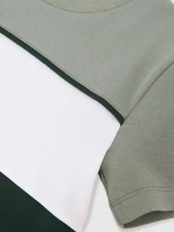 Vert foncé/Vert sauge/Off White - T-shirt Reiss Cole en coton color block