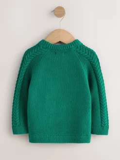 Vert imprimé Père Noël - Pull de Noël en maille (3 mois-7 ans)