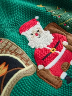 Vert imprimé Père Noël - Pull de Noël en maille (3 mois-7 ans)