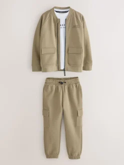 Vert kaki - Baker by Ted Baker Blouson, T-shirt et Joggings Ensemble 3 pièces