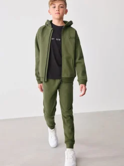 Vert kaki - Baker by Ted Baker - Ensemble à capuche et jogging zippés en coton 100%.