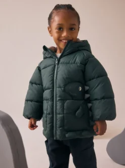 Vert kaki - Doudoune à poche dinosaure (3mois-7ans)