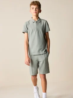 Vert kaki - Ensemble polo à manches courtes et short (3-16ans)