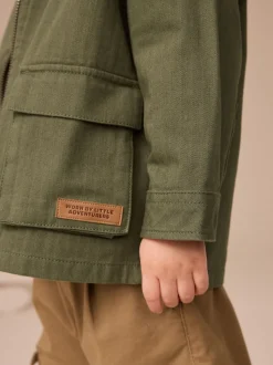 Vert kaki - Ensemble surchemise et T-shirt à capuche 2 pièces (3mois-7ans)