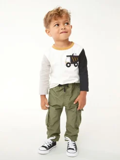 Vert kaki - Pantalon cargo doublé (3mths-7yrs)