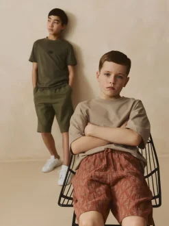 Vert kaki - Short tissé texturé 100% coton (3-16ans)