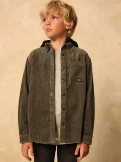 Vert kaki - Surchemise à capuche en velours côtelé (3-16ans)