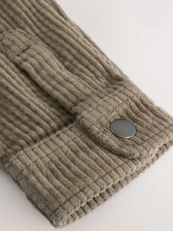 Vert kaki - Surchemise à capuche en velours côtelé (3-16ans)