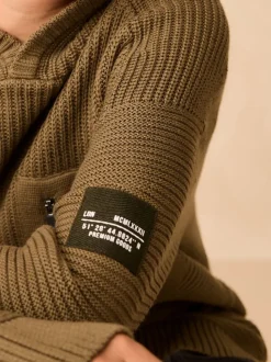 Vert kaki - Sweat-shirt à capuche en maille utilitaire (3-16ans)