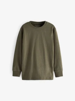 Vert kaki - T-shirt confortable à manches longues (3-16 ans)