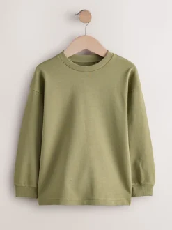 Vert kaki - T-shirt épais décontracté à manches longues (3-16ans)