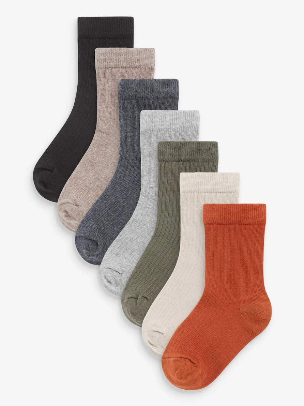 Vert kaki/gris - Paquet de chaussettes en coton riche à fines côtes 7
