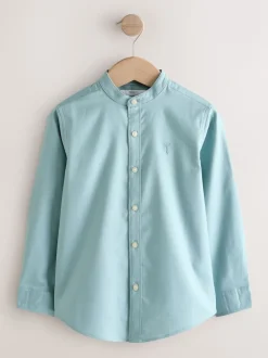 Vert minéral - Chemise Oxford à manches longues et Col mao (3-16ans)