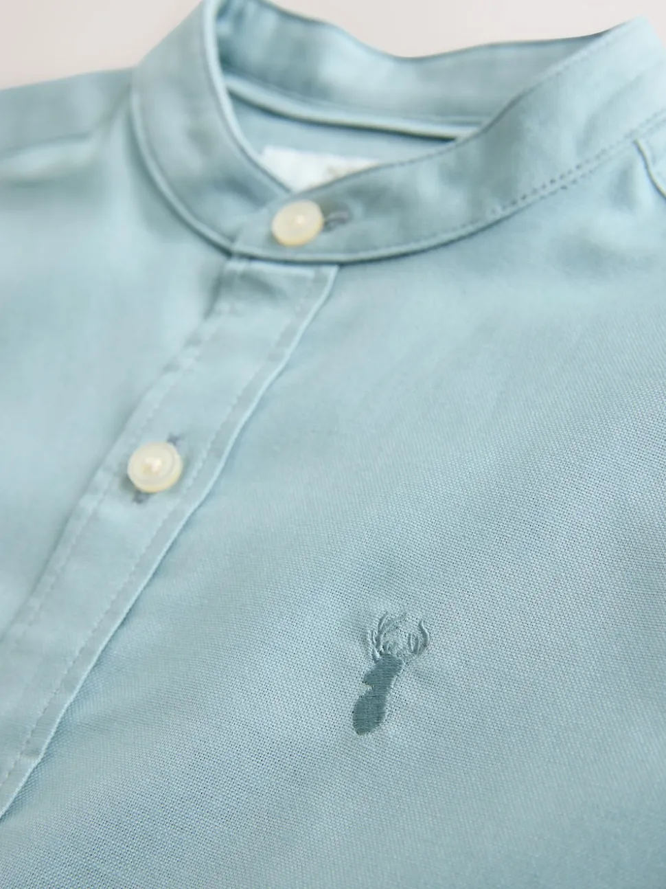 Vert minéral - Chemise Oxford à manches longues et Col mao (3-16ans)