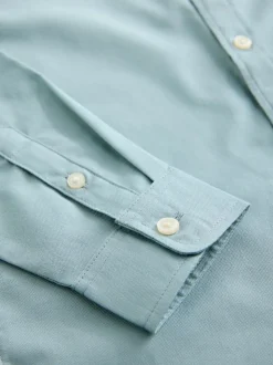 Vert minéral - Chemise Oxford à manches longues et Col mao (3-16ans)