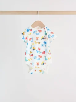 Vert motif ferme - Lot de 5 bodies bébé à manches courtes