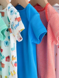 Vert motif ferme - Lot de 5 bodies bébé à manches courtes