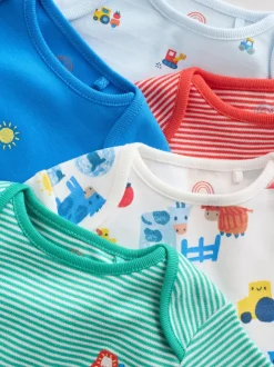 Vert motif ferme - Lot de 5 bodies bébé à manches courtes