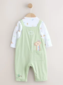 Vert motif safari Animal - Ensemble salopette et body en sergé pour bébé (0mths-2yrs)