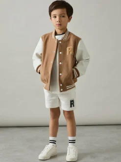 Vert Off White/vert forêt - Reiss Marcus Jersey Drawstring R Short Imprimé