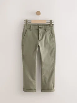 Vert olive - Pantalon chino extensible (3-17ans)