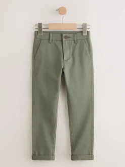 Vert olive - Pantalon chino extensible (3-17ans)