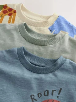 Vert Safari Animals - Lot de 3 t-shirts appliqués à manches courtes (3mois7ans)