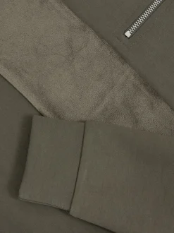 Vert sauge foncé - Reiss Selin Coupe ajustée Half-Zip Col cheminée Velour Sweat-shirt