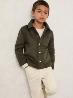 Vert sauge foncé - Surchemise Reiss Benjamin à capuche amovible en laine Blend