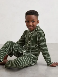 Vert/Blanc - Ensemble pyjama Reiss Slumber rayé coupe unisexe