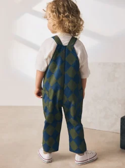 Vert/bleu Harlequin - Salopette (3mths-7yrs)
