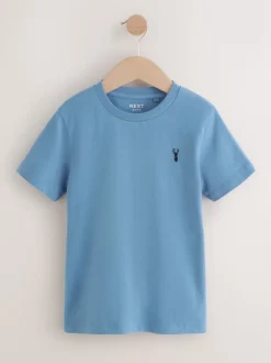 Vert/Bleu minéraux - T-shirt brodé Manches courtes Stag 4 Pack (3-16ans)