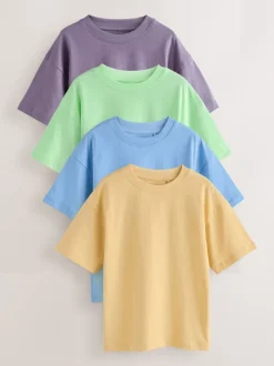 Vert/bleu/jaune/violet - Lot de 4 t-shirts à manches courtes (3-16 ans)