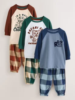 Vert/bleu/rouge - Lot de 3 pantalons de pyjama tissés à carreaux (9mois-12ans)