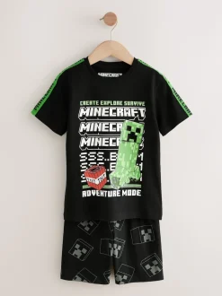 Vert/Noir - Lot de 2 pyjamas courts sous licence Minecraft (5-14ans)