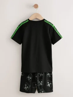 Vert/Noir - Lot de 2 pyjamas courts sous licence Minecraft (5-14ans)