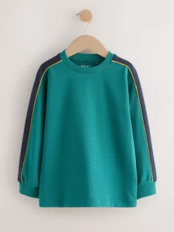 Vert/Noir - T-shirt décontracté color-block à manches longues (3-16ans)