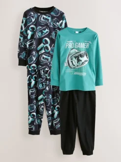 Vert/Noir Pro Gamer - Lot de 2 pyjamas à manches longues (3-16ans)