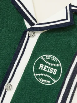 Vert/Off White - Chemise universitaire Reiss Appling color-block en coton