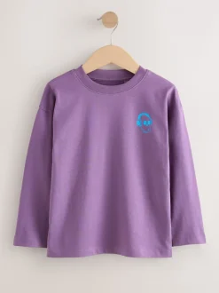 Vert/Rouge/Camel/Violet - Lot de 4 petits t-shirts graphiques à manches longues (3-16ans)