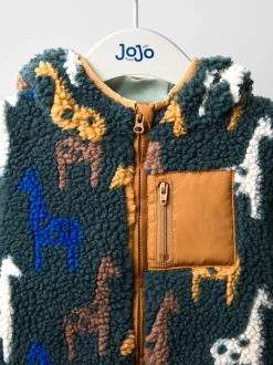 Veste JoJo Maman Bébé à damier en Borg à capuche