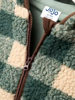 Veste JoJo Maman Bébé en peau de mouton à demi-fermeture éclair appliquée